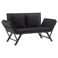 VidaXL Tuinbank met kussens 176 cm poly rattan zwart
