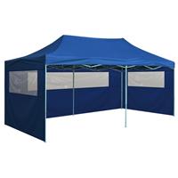 VidaXL Partytent met 4 zijwanden inklapbaar 3x6 m staal blauw