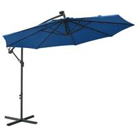 VidaXL Zweefparasol met LED-verlichting en stalen paal 300 cm blauw