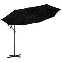 VidaXL Zweefparasol met LED-verlichting en stalen paal 300 cm zwart