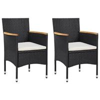 vidaXL Garten-Essstühle 2 Stk. Poly Rattan  Schwarz