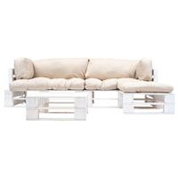 vidaXL 4-tlg. Garten-Paletten-Sofagarnitur Sandfarbige Kissen Holz Beige