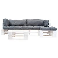 vidaXL 4-tlg. Garten-Paletten-Sofagarnitur mit  Grau