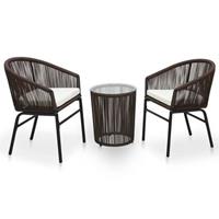 vidaXL 3-tlg. Bistro-Set mit Kissen PVC Rattan  Braun