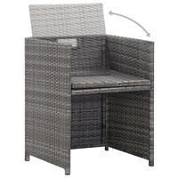 VidaXL 3-delige Bistroset met kussens poly rattan grijs