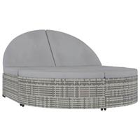 VidaXL Ligbed met kussens 2-persoons poly rattan grijs