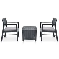 vidaXL 3-tlg. Garten-Lounge-Set Kunststoff Anthrazit Grau