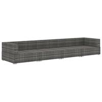 vidaXL 4-delige Loungeset met kussens poly rattan grijs