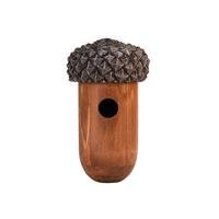 Decoris Houten vogelhuisje/nesthuisje eikel 25 cm Bruin