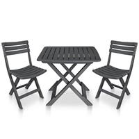 vidaXL 3-tlg. Bistro-Set Klappbar Kunststoff Anthrazit Grau