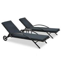 VidaXL Ligbedden met tafel poly rattan antraciet