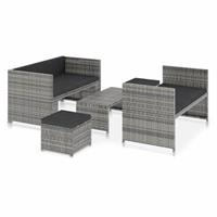 VidaXL 5-delige Loungeset met kussens poly rattan grijs