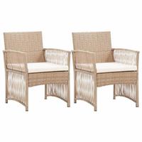 Vidaxl Vidaxl Tuinstoelen Met Kussens 2 St Poly Rattan Beige