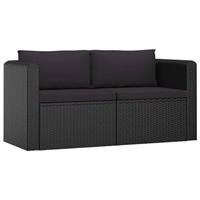 VidaXL 2-delige Loungeset met kussens poly rattan zwart