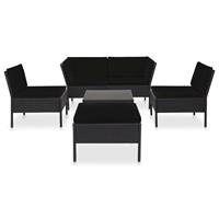 vidaXL 6-tlg. Garten-Lounge-Set mit Auflagen Poly Rattan  Schwarz