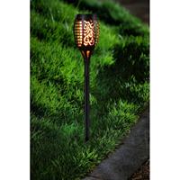 10x stuks Tuinlamp solar fakkels / tuinverlichting met vlam effe Zwart