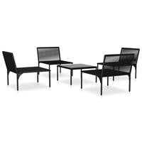 vidaXL 5-delige Loungeset met kussens PVC zwart