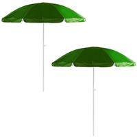 2x Groene strand parasols van nylon 200 cm Groen