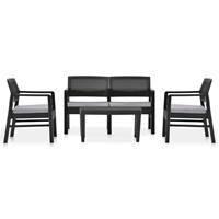 vidaXL Garten-Lounge-Set mit Auflagen 4-tlg. Kunststoff Anthrazit Grau