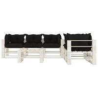 vidaXL 6-delige Loungeset met zwarte kussens pallet hout