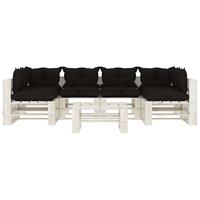 vidaXL 7-delige Loungeset met zwarte kussens pallet hout