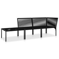 vidaXL 3-delige Loungeset met kussens PVC zwart