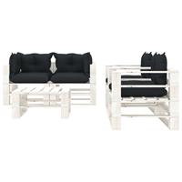 vidaXL 5-delige Loungeset met antracietkleurige kussens pallet hout