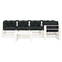 vidaXL 6-delige Loungeset met antracietkleurige kussens pallet hout
