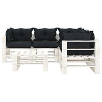vidaXL 6-delige Loungeset met antracietkleurige kussens pallet hout