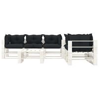vidaXL 6-delige Loungeset met antracietkleurige kussens pallet hout