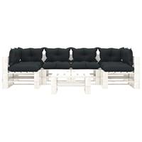 vidaXL 7-tlg. Garten-Lounge-Set Paletten mit Anthrazit-Kissen Holz Grau