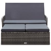 vidaXL 2-tlg. Garten-Lounge-Set mit Auflagen Poly Rattan  Grau