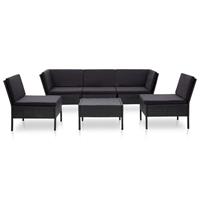6-tlg. Garten-Lounge-Set mit Auflagen Poly Rattan Schwarz - VIDAXL