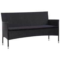 vidaXL 4-delige Loungeset met kussens poly rattan zwart