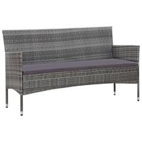 vidaXL 4-delige Loungeset met kussens poly rattan grijs