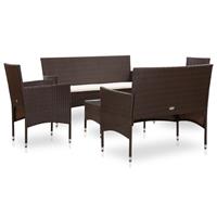 vidaXL 6-delige Loungeset met kussens poly rattan bruin