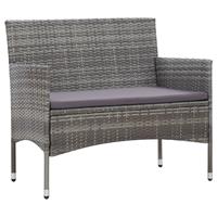 vidaXL 4-delige Loungeset met kussens poly rattan grijs