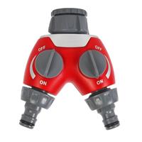 Tuinslang splitter / waterverdeler 2 weg rood Rood