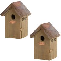 2x Vogelhuisjes/nestkastjes winterkoning 20 cm Bruin