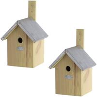 2x Vogelhuisjes/nestkastjes pimpelmees / pimpelmeesjes 32 cm Bruin