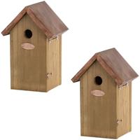 2x Vogelhuisjes/nestkastjes pimpelmees/pimpelmeesjes 25.8 cm Bruin