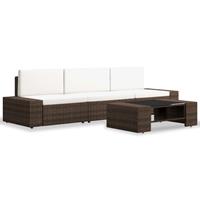 vidaXL 4-delige Loungeset poly rattan bruin
