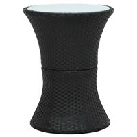 Garten-Beistelltisch Trommelform Schwarz Poly Rattan - VIDAXL