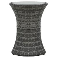 Garten-Beistelltisch Trommelform Grau Poly Rattan - VIDAXL