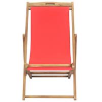 vidaXL Strandstuhl Klappbar Massivholz Teak  Rot