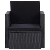 vidaXL Gartensessel mit Auflagen Poly Rattan  Schwarz