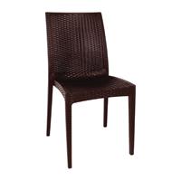 Bolero kunststof rotan stoel zonder armleuning bruin - 4 stuks - 4