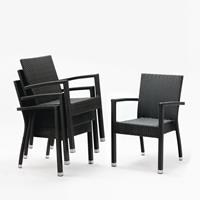 Bolero kunststof rotan stoel met armleuning antraciet - 4