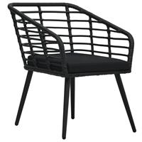 vidaXL Tuinstoelen met kussens 2 st poly rattan zwart