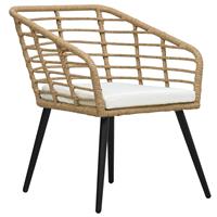 vidaXL Tuinstoelen met kussens 2 st poly rattan eikenkleurig